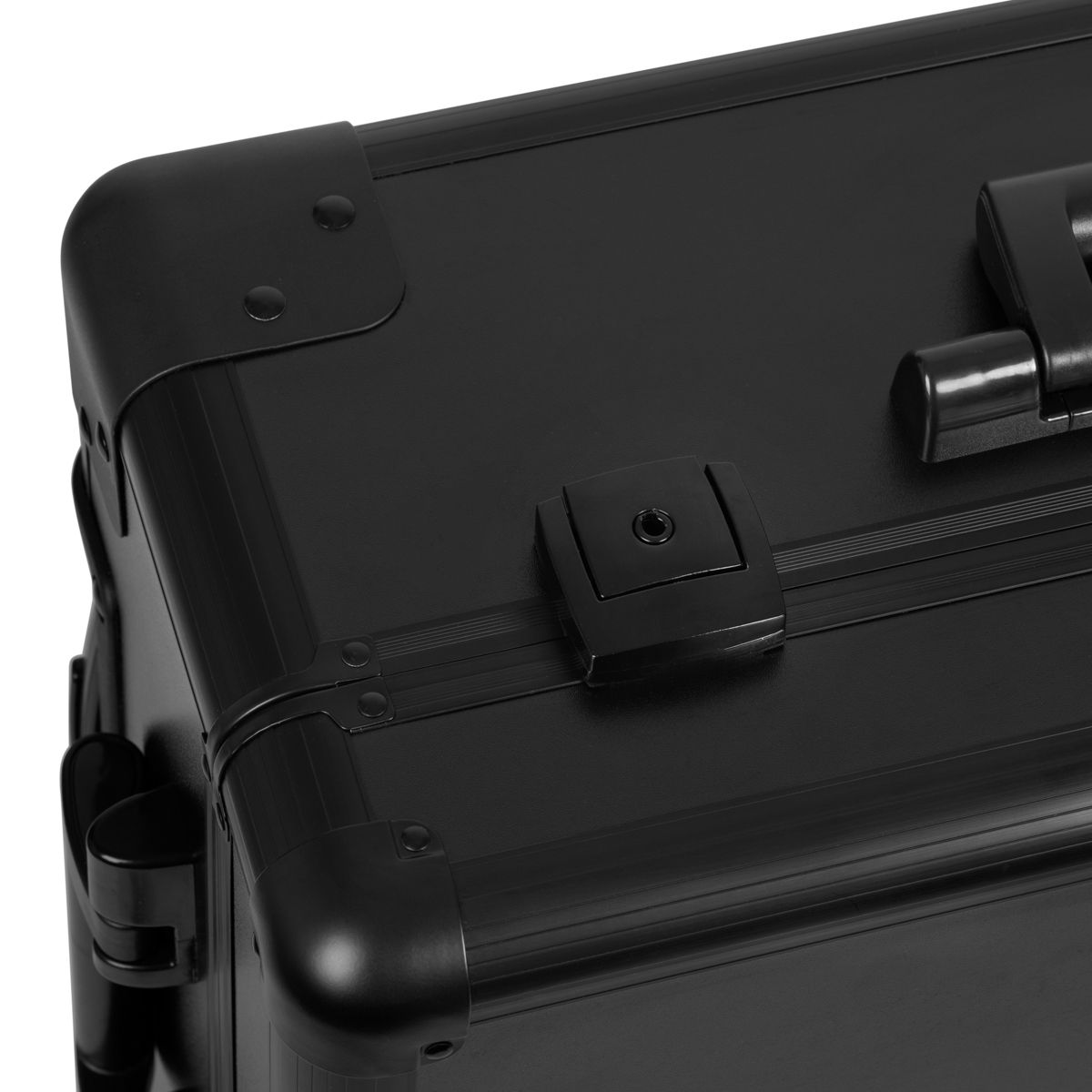 Portable black stand case for T-27 from ACTIVESHOP, shown in an open view with interior compartments and secure closure.
