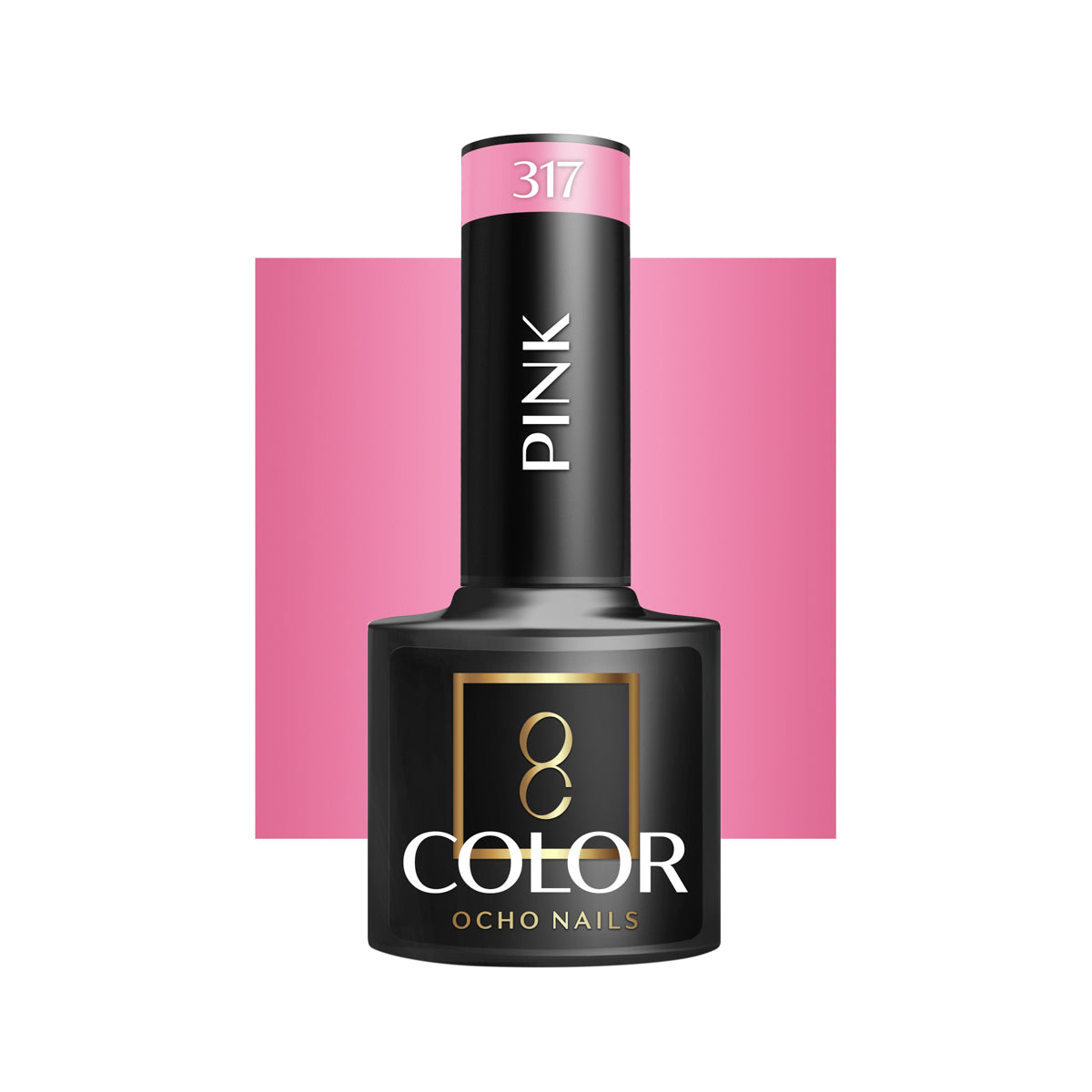 OCHO NAILS Hybrid nail polish in pink 317, 5g bottle, showing the smooth, glossy pink finish of the nail polish product.
