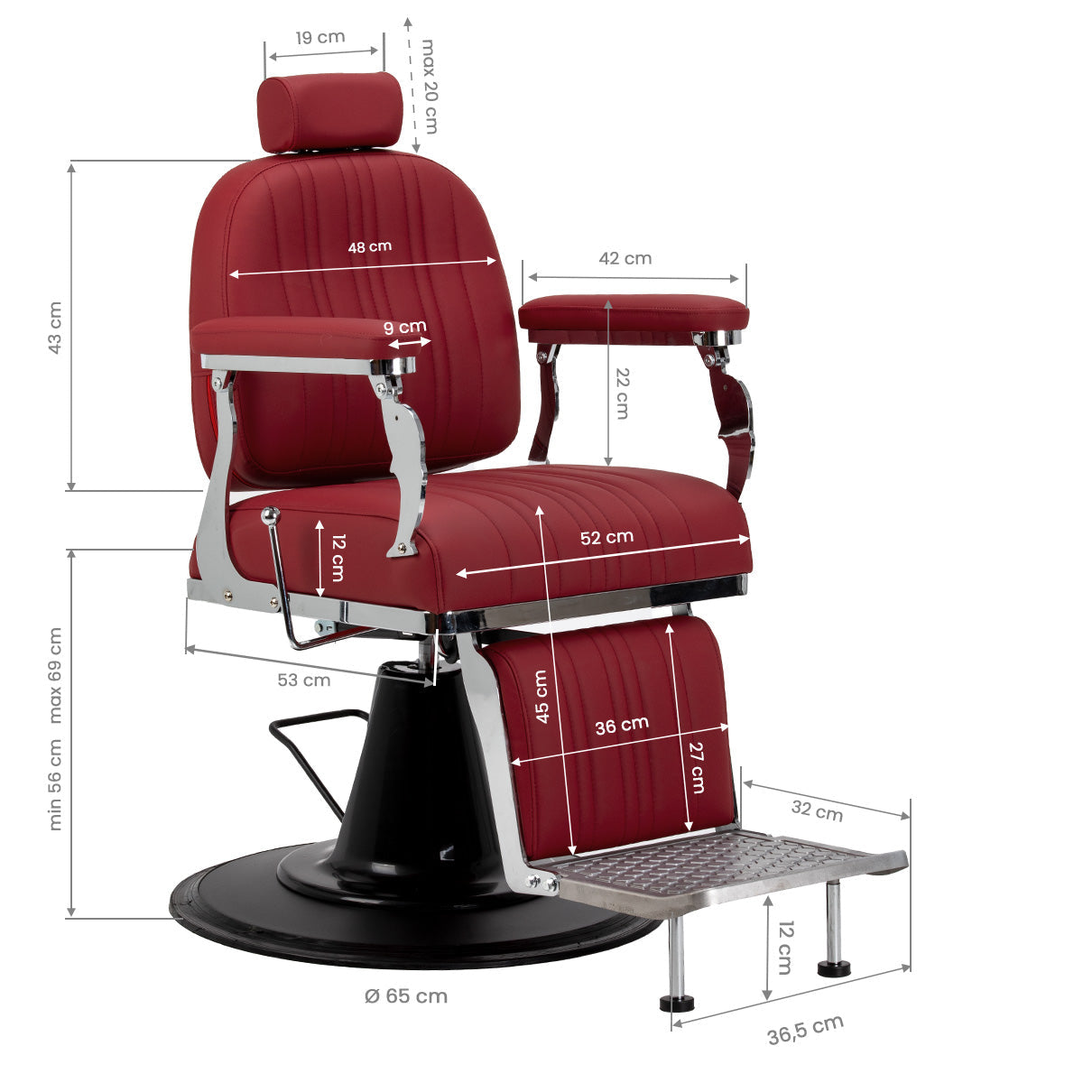Gabbiano Elias barber chair red - BVShop
