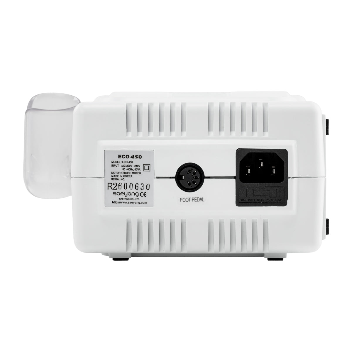 Saeyang Marathon Eco 450 Nagelfräser Mit SH37L(M45) – 100W · Elektrisches Typenschild