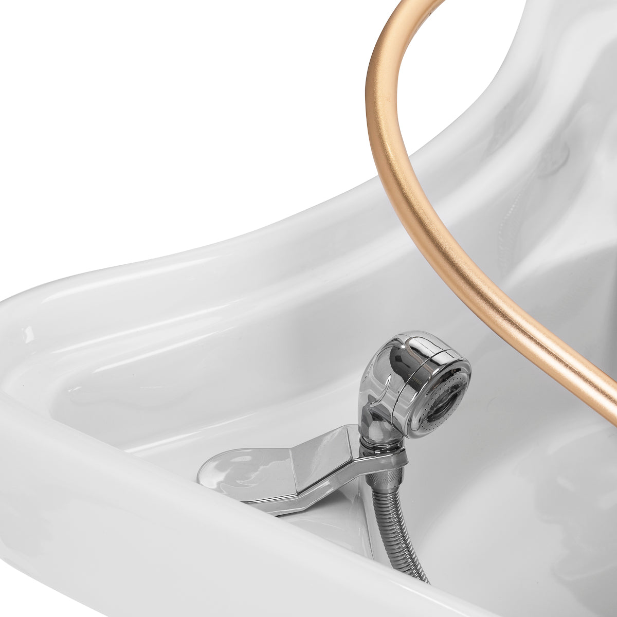Gabbiano Head Spa 017 hair washing bed in brown with padded cushion and adjustable neck rest for comfortable hair washing.