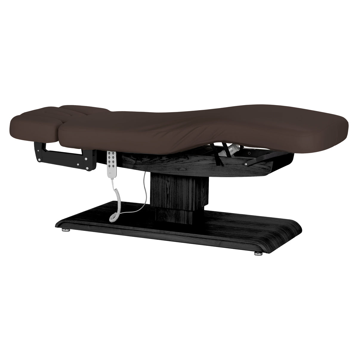 Sillon Relax Elektrische SPA-Liege – Dunkelbraun, Untergestell Schwarz · Gesamtansicht