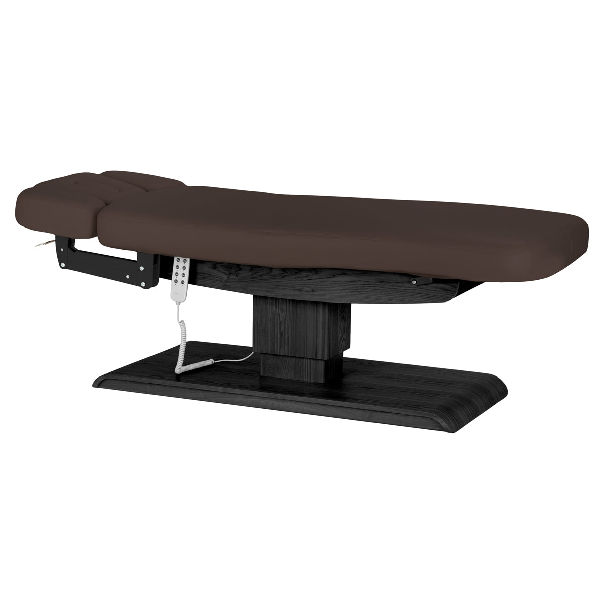 Sillon Relax Elektrische SPA-Liege – Dunkelbraun, Untergestell Schwarz · Gesamtansicht