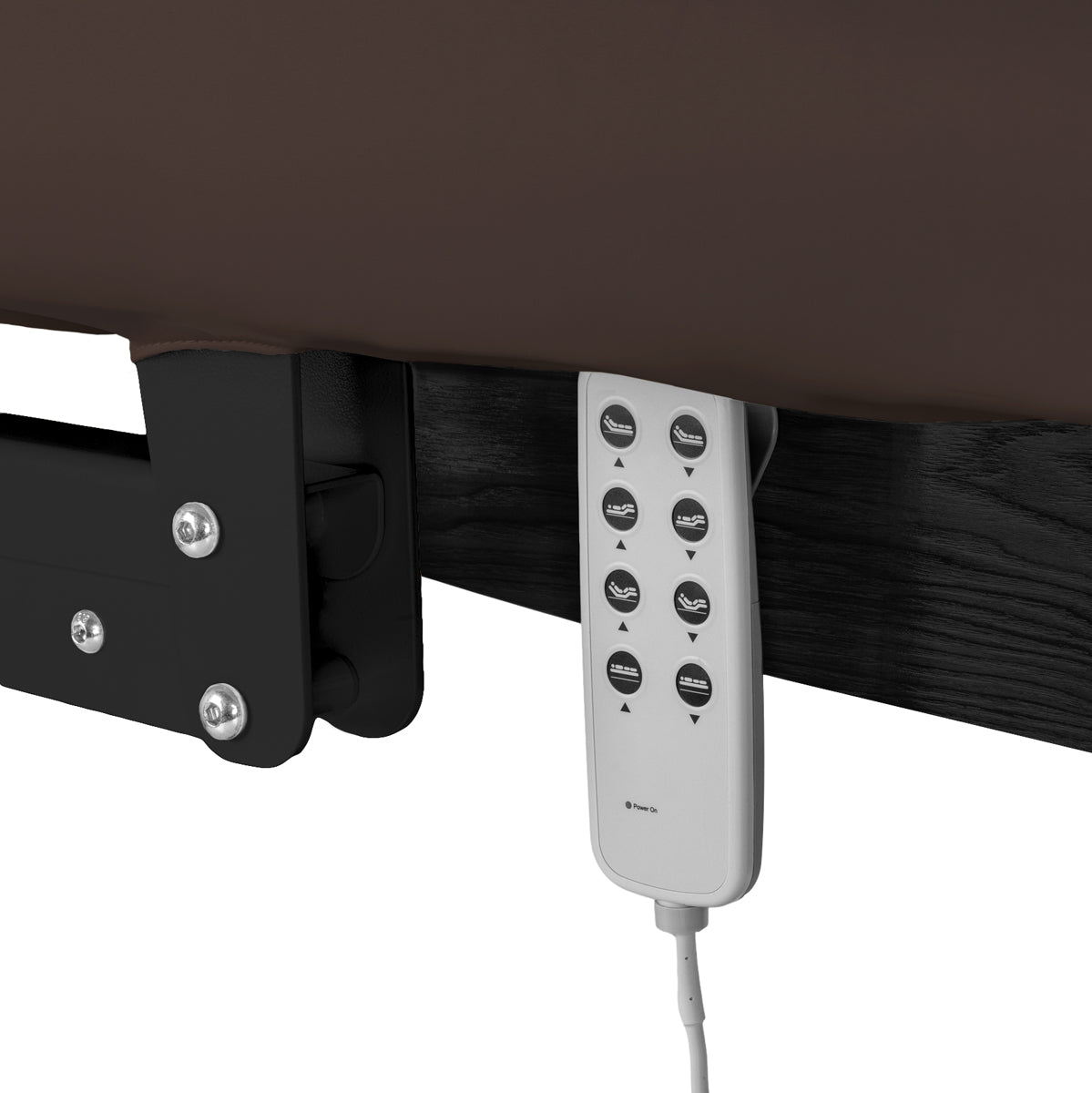 Sillon Relax Elektrische SPA-Liege – Dunkelbraun, Untergestell Schwarz · Fernbedienung