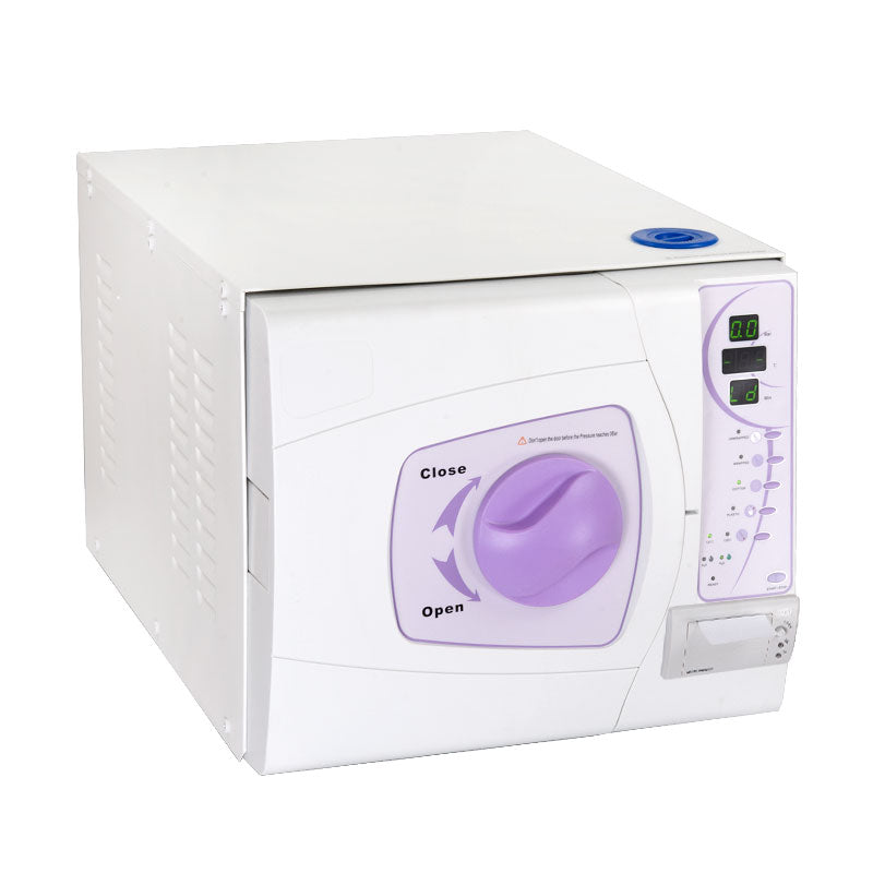 Autoclave medical Class B 12L by Beauty System with built-in printer, stainless steel chamber and control panel for sterilization.