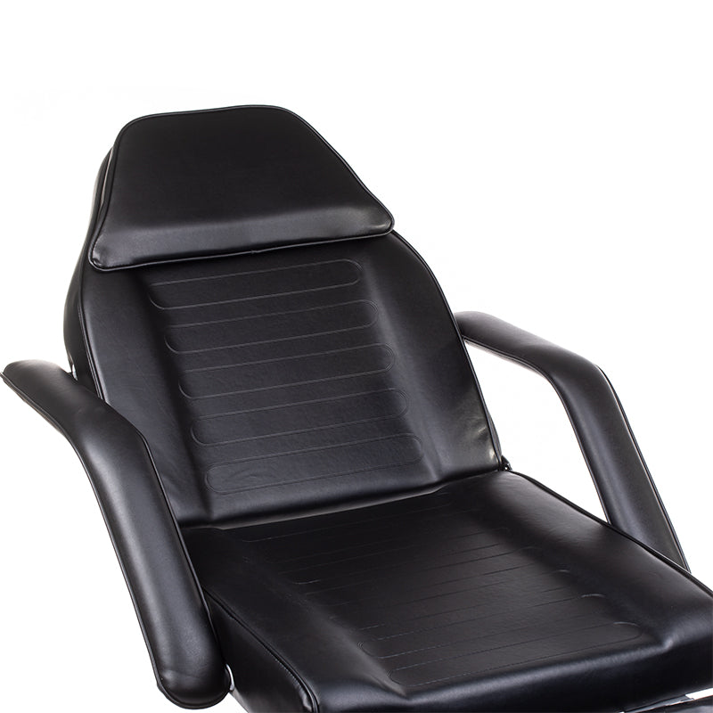 Black cosmetic hydraulic armchair BW-210 by Beauty System with adjustable backrest and cushioned seat for salon use.