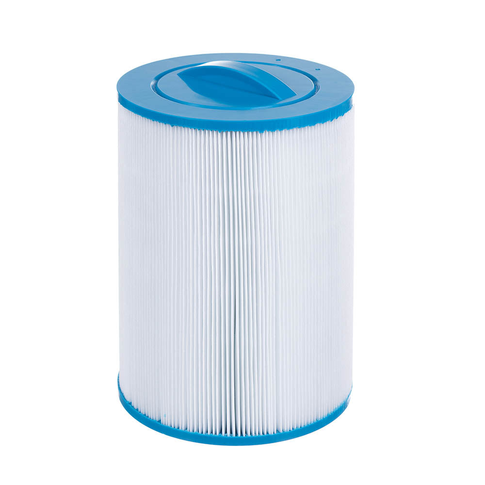 Beauty System short filter for jacuzzi, showing the compact replacement filter with mesh and plastic frame for spa filtration.