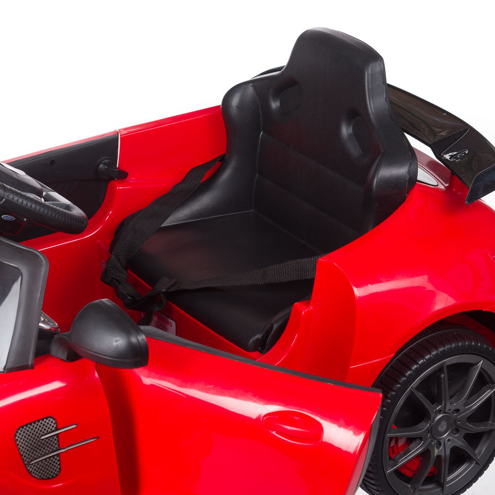 Children's red Mercedes hairdressing chair by Beauty System, featuring a vibrant red design and child-friendly size for salon use.