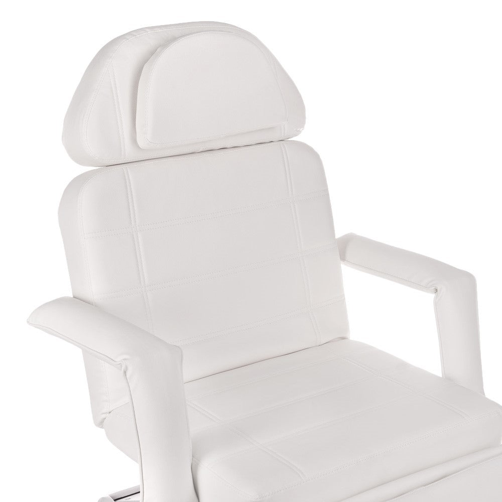 Electric cosmetic chair BR-6622 by Beauty System in white, featuring adjustable height and plush cushioning for professional beauty salons.