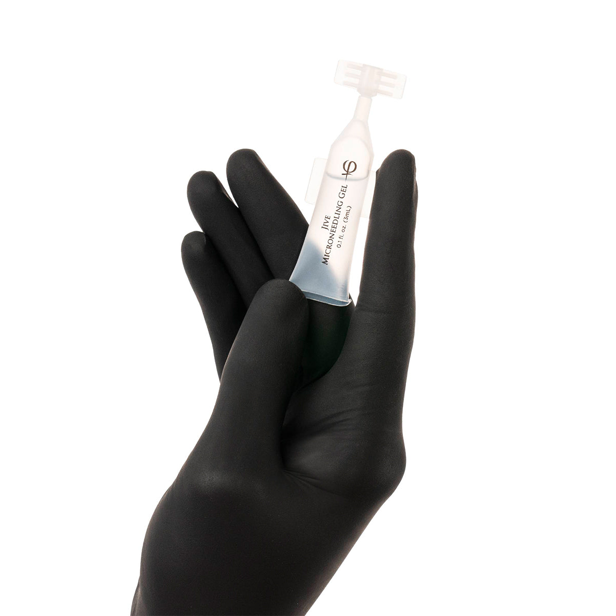 PhiAcademy Jive Microneedling Gel 3ml 10pcs — individual Jive ampoule held in a gloved hand