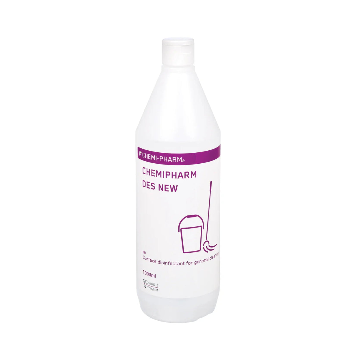 Chemipharm Des New surface disinfection concentrate in a 1000ml bottle, used for sanitizing and disinfecting various surfaces.