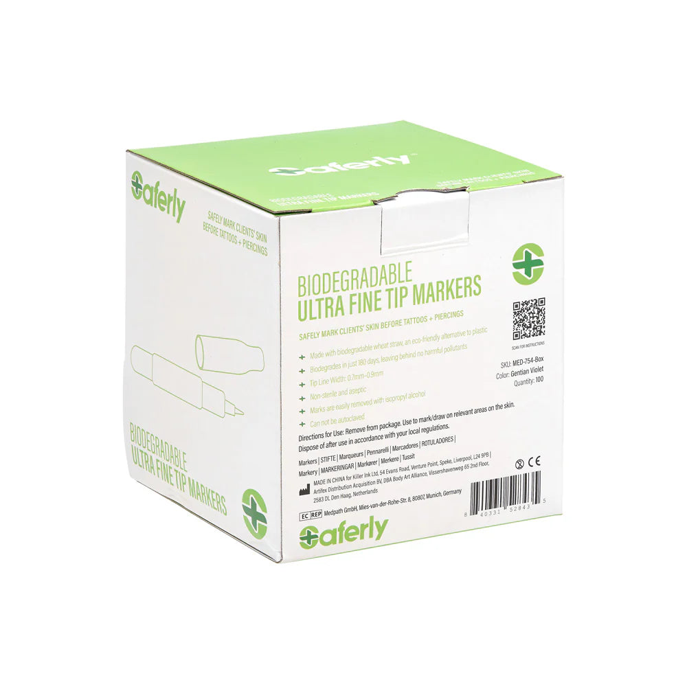 Saferly biodegradable mini markers with ultra-fine tips, ideal for eco-friendly writing and marking tasks.