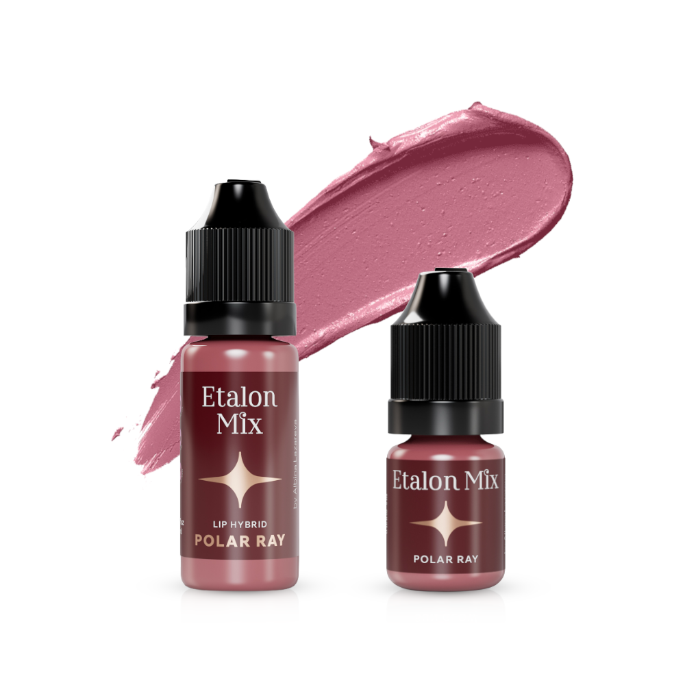 Etalon Mix Polar Ray Lip Pigment in 5ml or 10ml container, showcasing vibrant pink lip color for cosmetic tattooing.