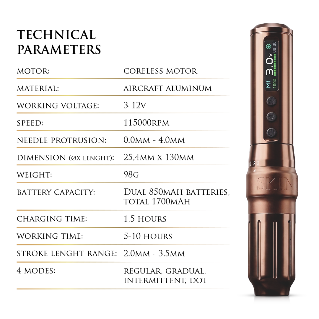 Wireless PMU machine by Skin Monarch, Venus Vol.2, with sleek design and control panel for professional permanent makeup application.