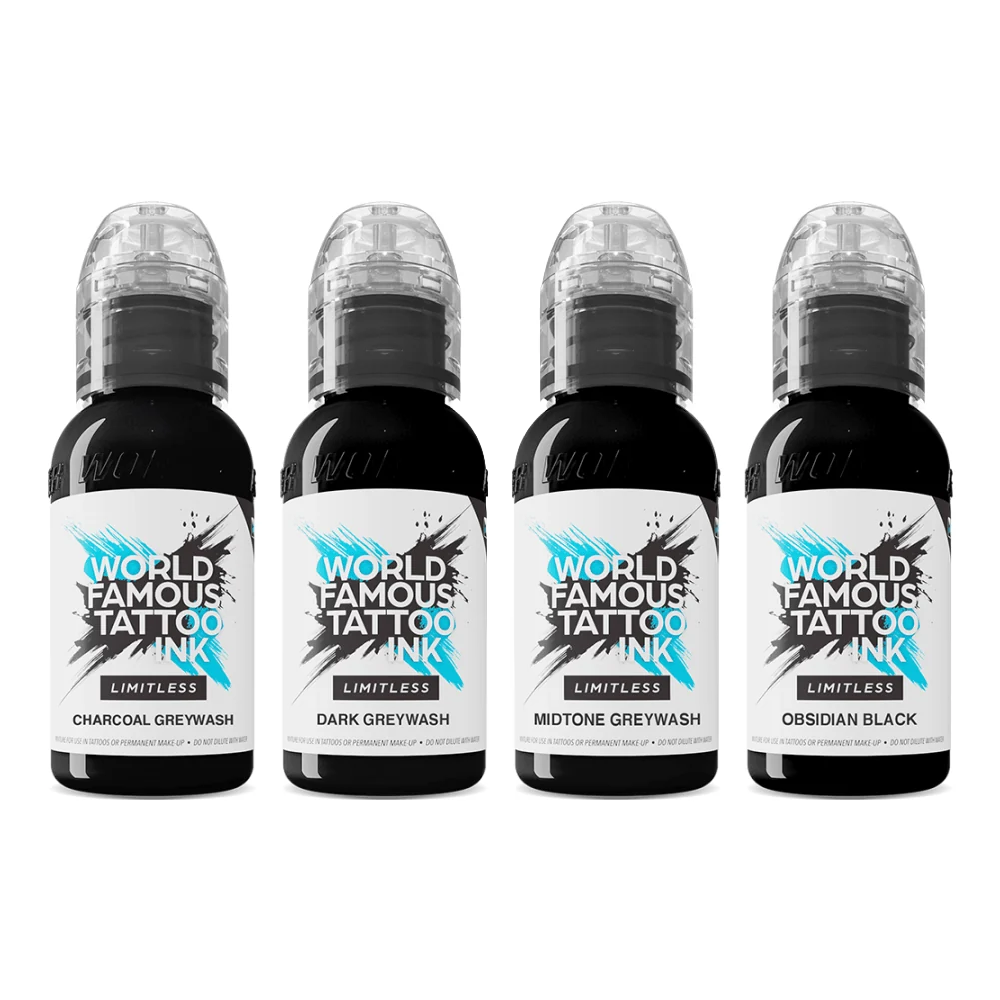 Weltberühmtes Limitless Tattoo-Tinten-Set für Konturen und Schattierungen 4x30ml