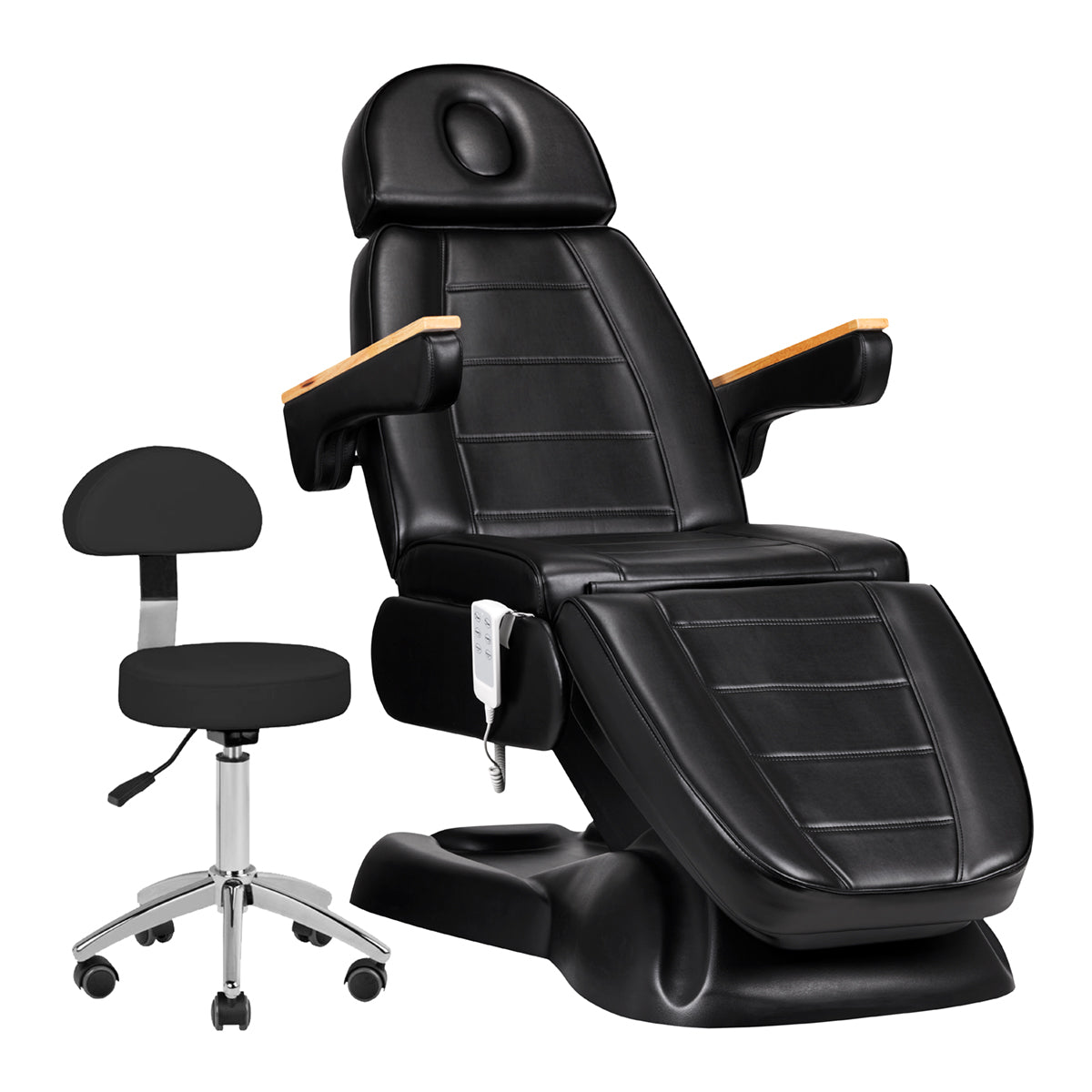 Electric cosmetic chair SILLON Lux 273b + stool 304 black - BVShop