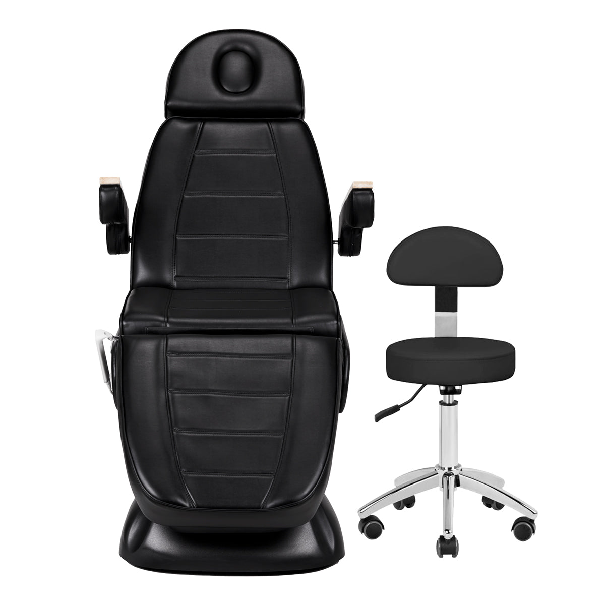Electric cosmetic chair SILLON Lux 273b + stool 304 black - BVShop