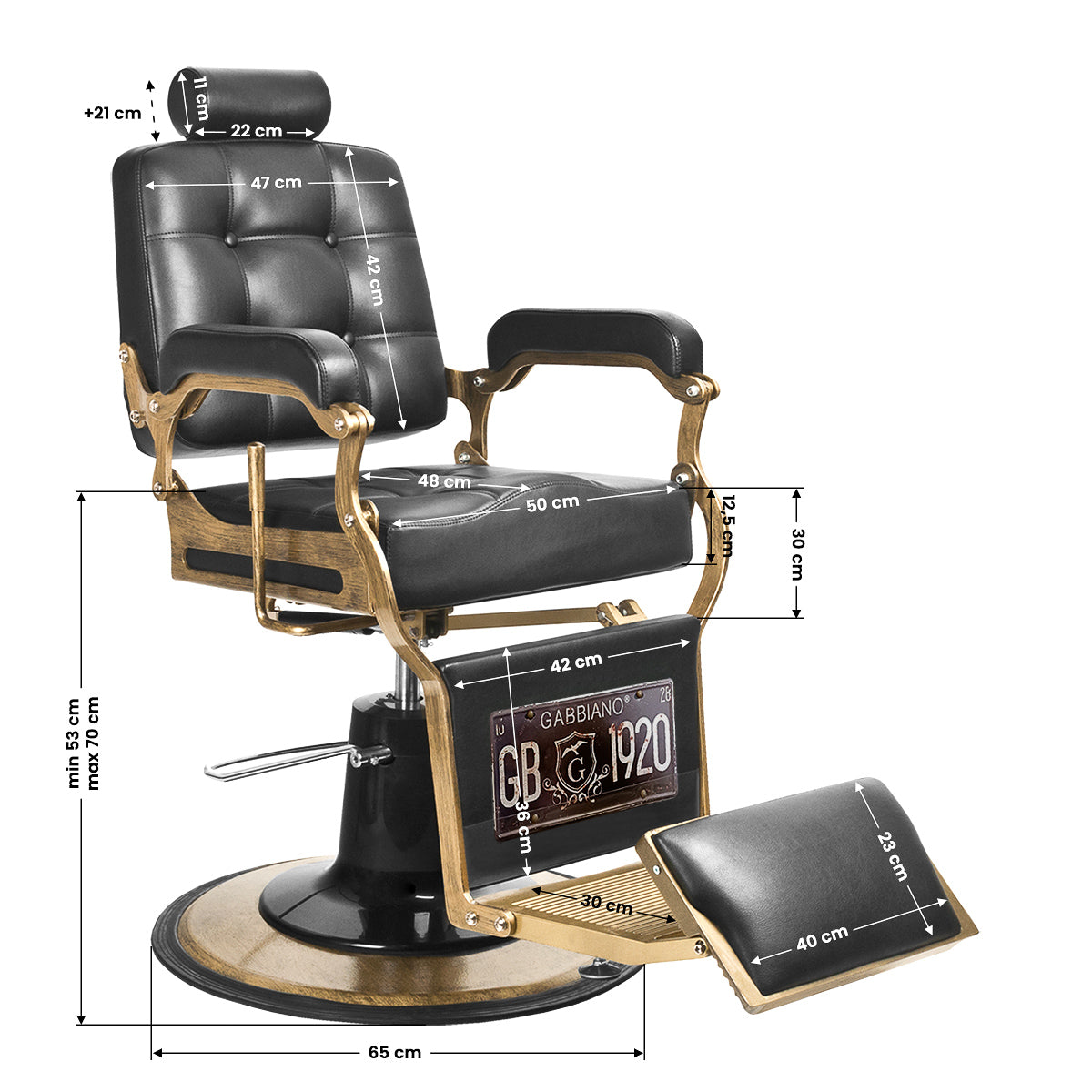 Gabbiano barber chair Boss black - BVShop