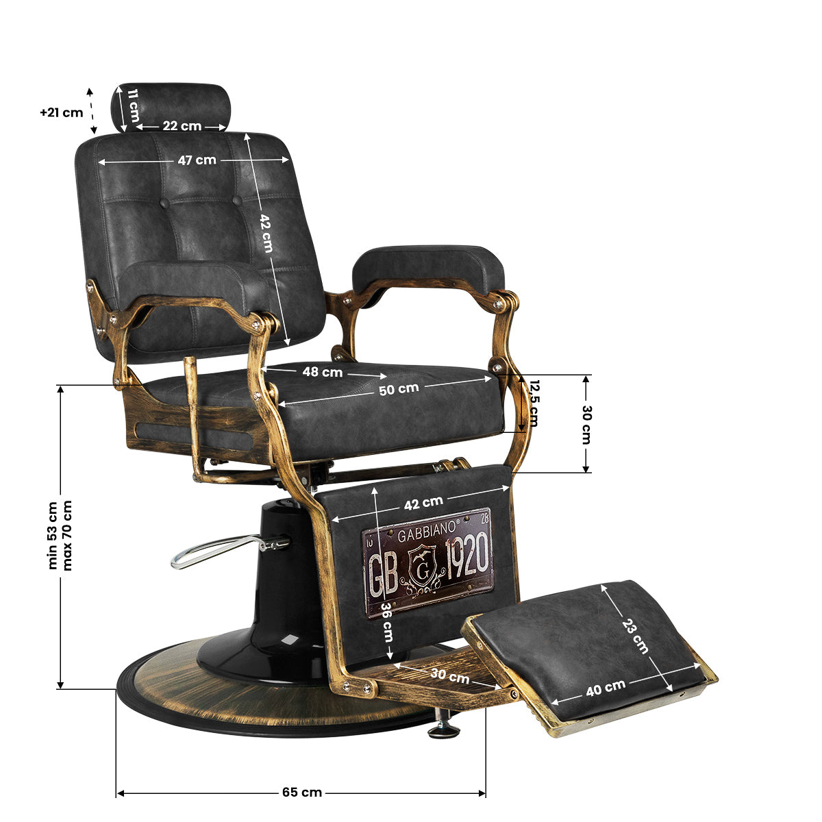 Gabbiano barber chair Boss HD Old Leather black - BVShop