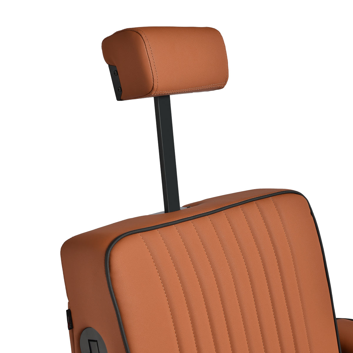 Gabbiano Levi barber chair with black frame brown without stitching at the back - BVShop