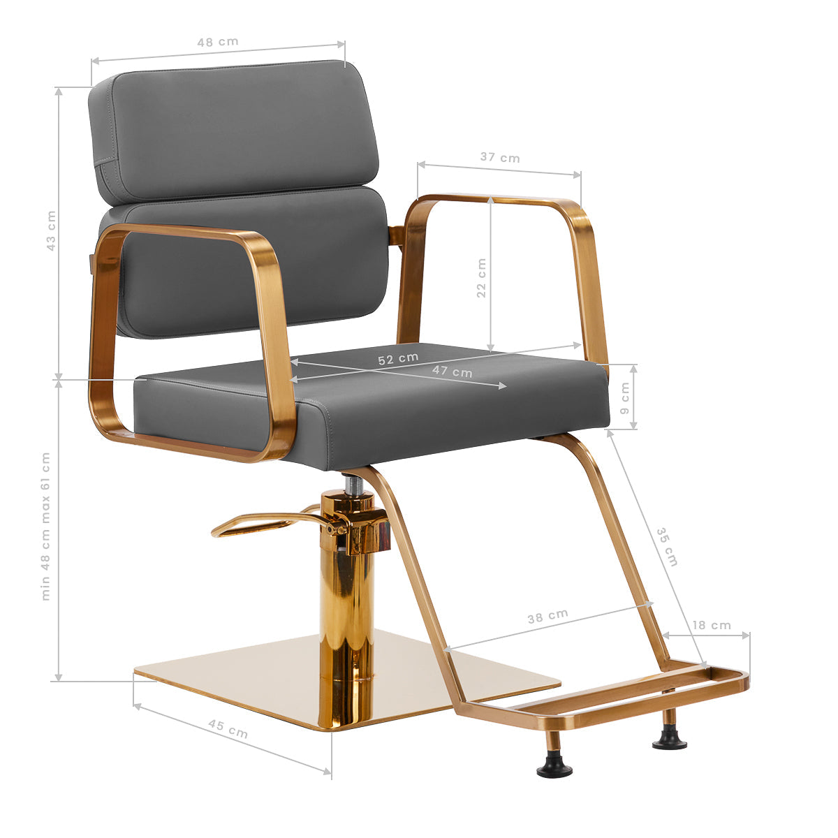Gabbiano Porto-GM hairdressing chair gray - BVShop