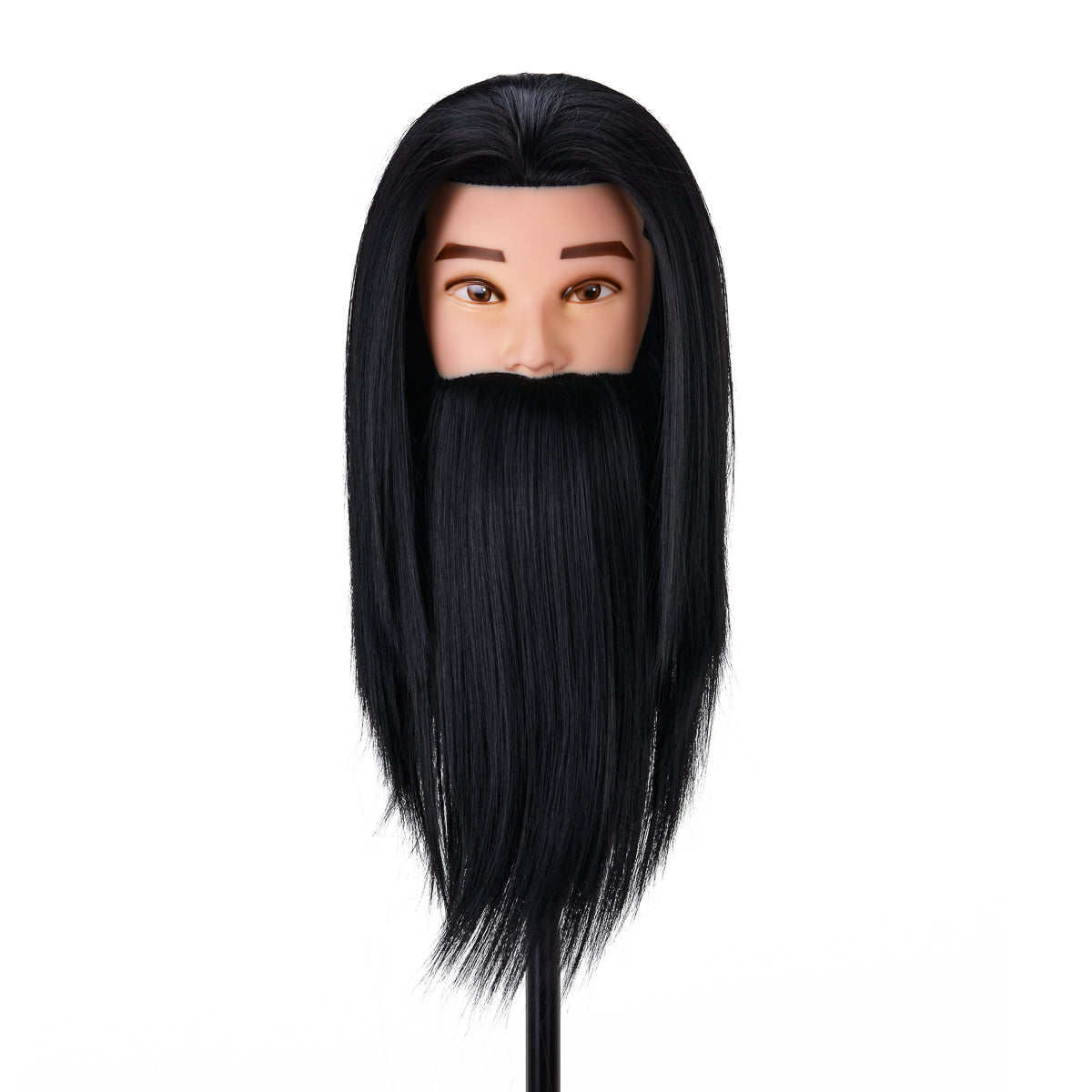 Gabbiano WZ4 training head with beard, synthetic hair, color 1#, length 8"+6" - BVShop