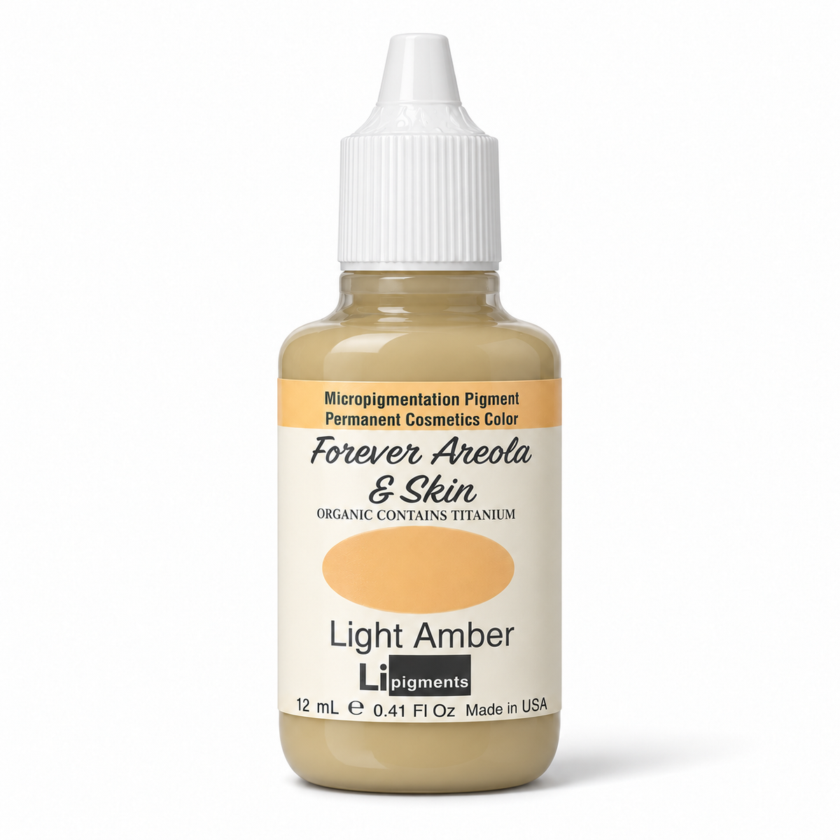 Li Pigments Forever Areola & Skin Light Amber Pigment 12ml - bottle on white background with soft shadow