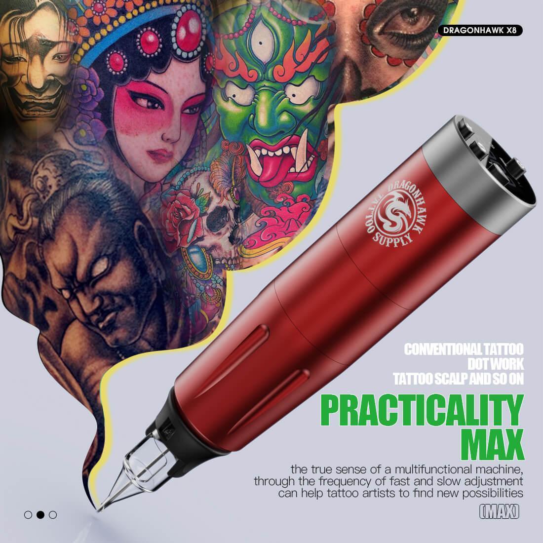 Mast Dragonhawk X8 Wireless Tattoo Machine Pen Black - BVShop