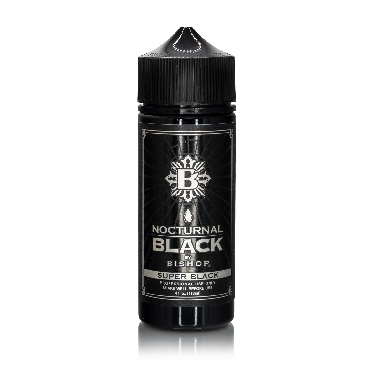 Nocturnal By Bishop Super Black 118ml — Flasche auf weißem Hintergrund