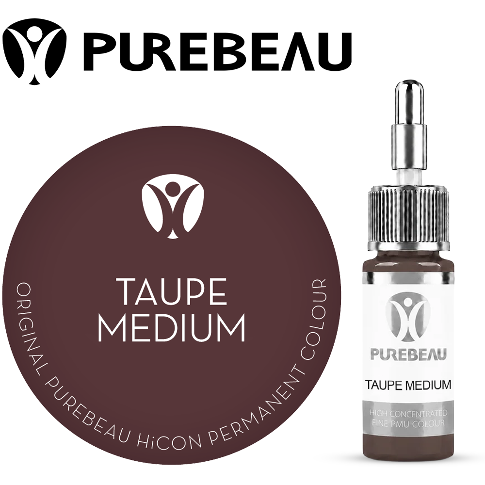 Purebeau Taupe Medium 10ml HiCON Augenbrauenpigment-Flasche und Farbmuster