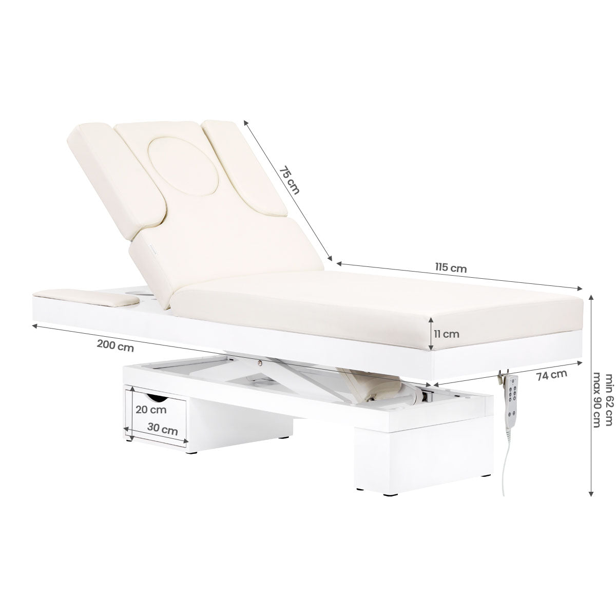 Spa cosmetic bed azzurro 815b glowing white heated - BVShop