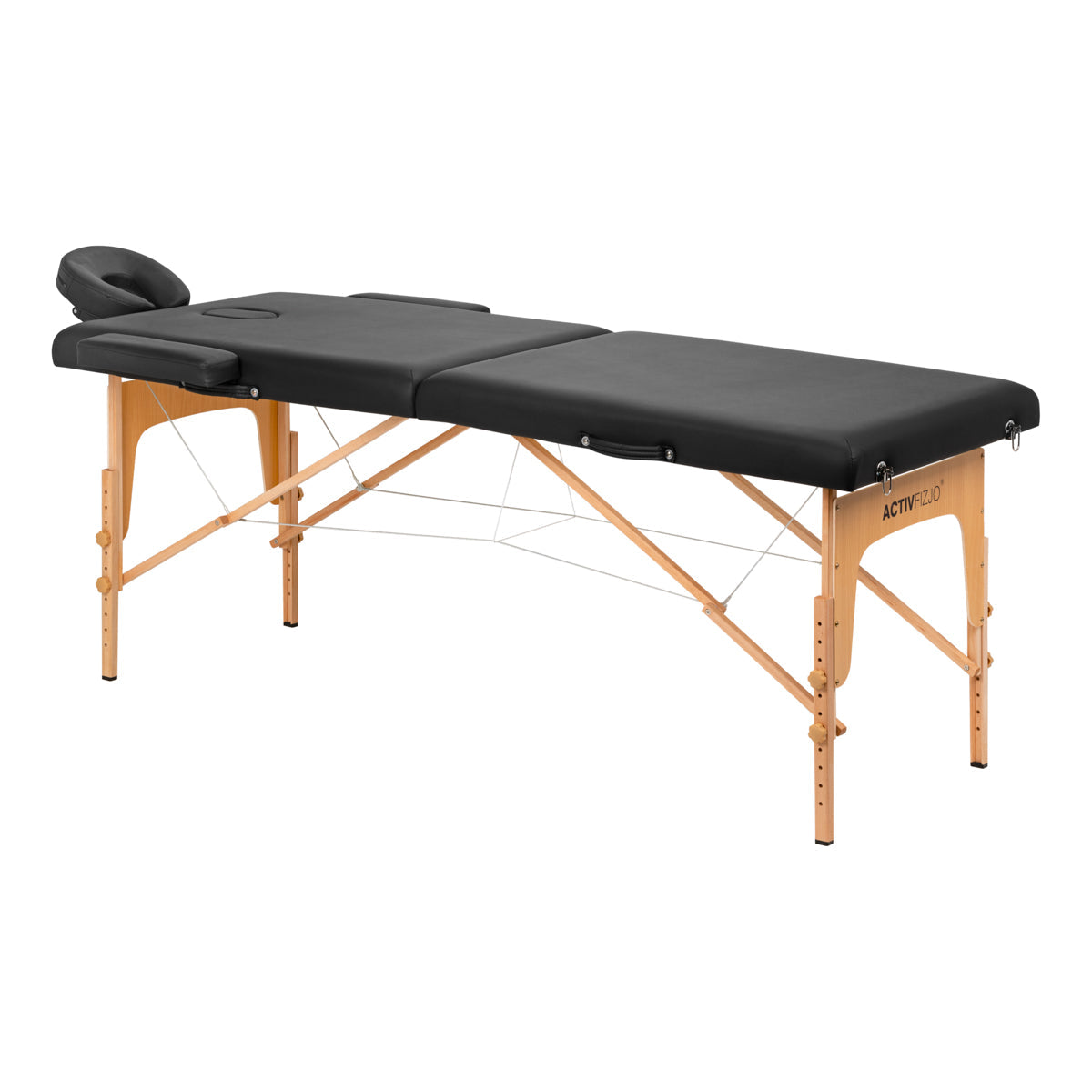 WOODEN FOLDING MASSAGE TABLE COMFORT ACTIV FIZJO LUX 2-SECTIONS 190X70 BLACK - BVShop