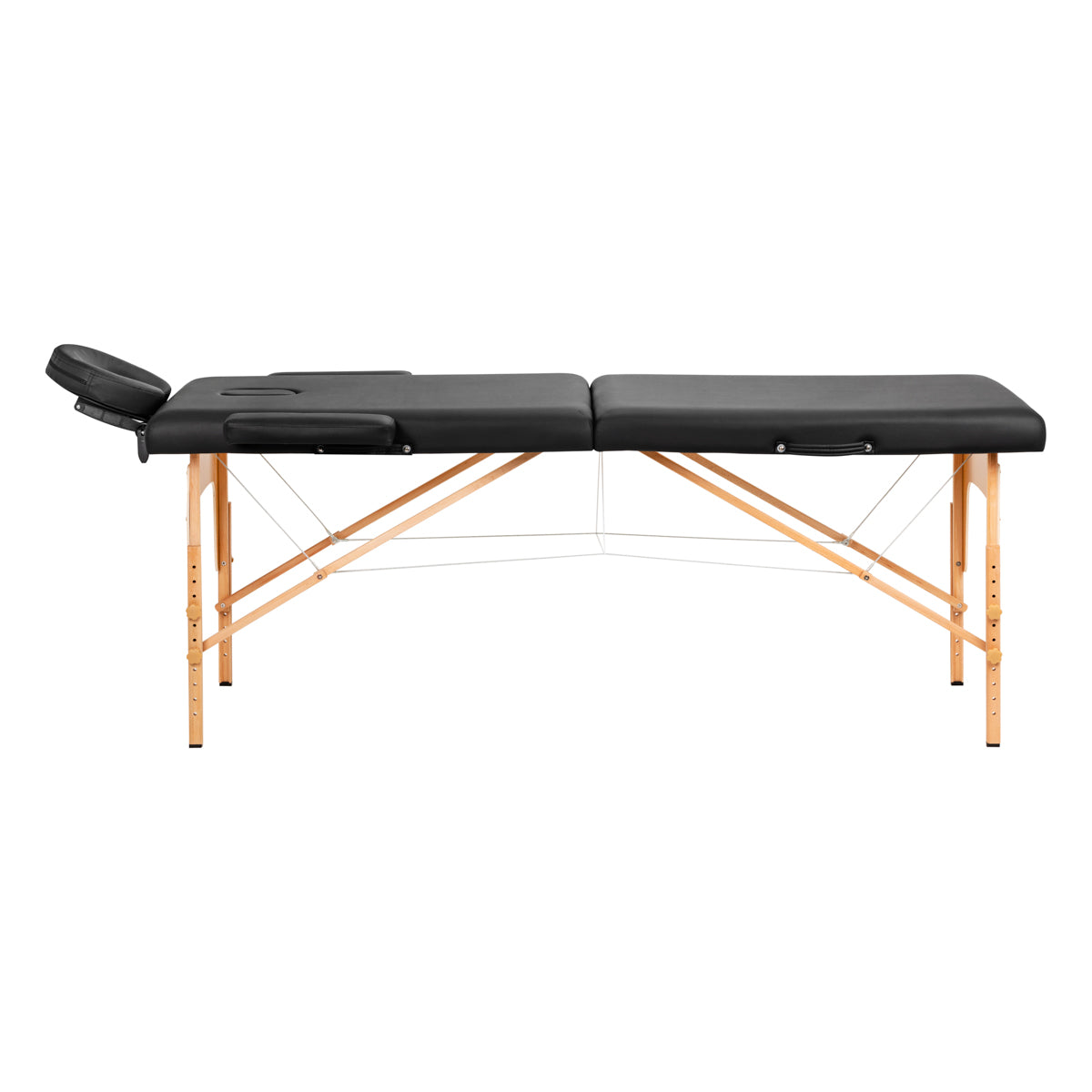 WOODEN FOLDING MASSAGE TABLE COMFORT ACTIV FIZJO LUX 2-SECTIONS 190X70 BLACK - BVShop