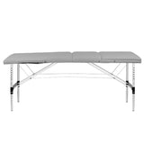 BALANCE dreiteilige klappbare Aluminium-Massageliege – Grau; Vorderansicht des Aluminiumgestells