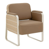 Waiting room chair Omega Grandeur in light brown fabric with metal legs, designed for comfort and modern office or reception areas.