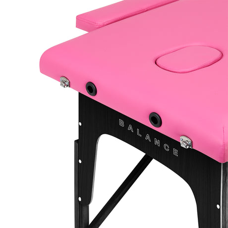 BALANCE wooden folding massage table 2 segment pink and black - BVShop