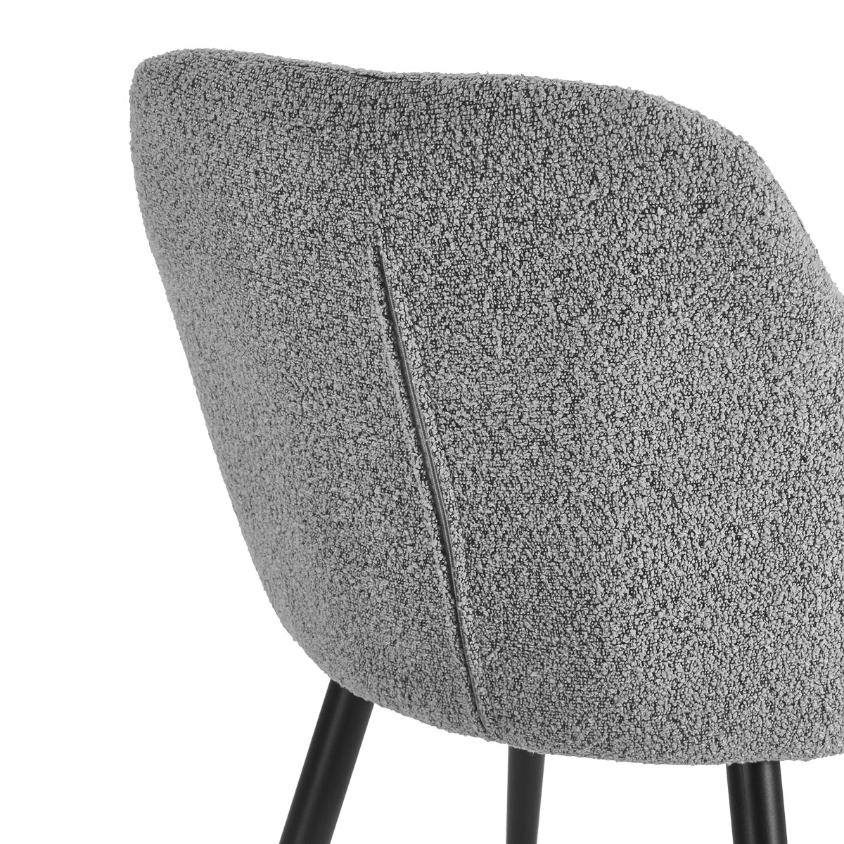 Close-up of rounded backrest and armrests on 4RICO Intra grey chair