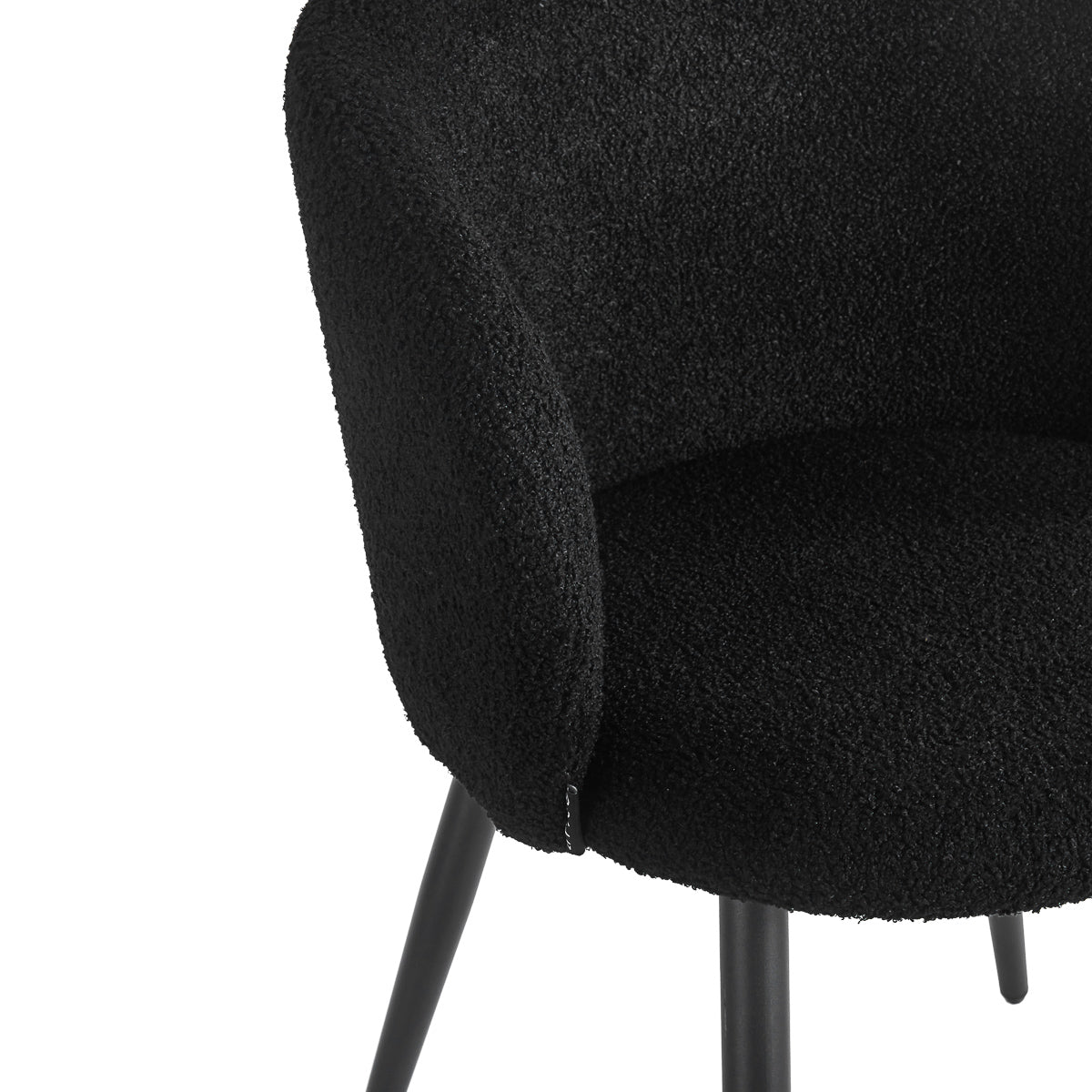4RICO Asola black sherpa chair with rounded backrest and black metal legs