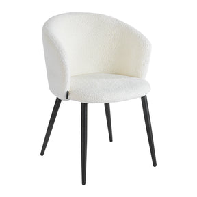 4RICO Asola white sherpa chair with rounded backrest and black metal legs