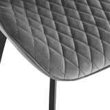 4RICO Vetro grey velour chair with stitched backrest and black metal legs