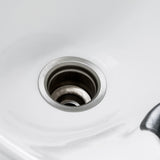 White salon wash station with ceramic basin and comfortable backrest