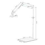 GLOW verstellbarer UV/LED-Pediküre-Lampenständer – Weiß; Maßzeichnung, Fuß 33 × 20,5 cm