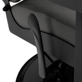 Reclining backrest detail on Gabbiano Bruno graphite barber chair
