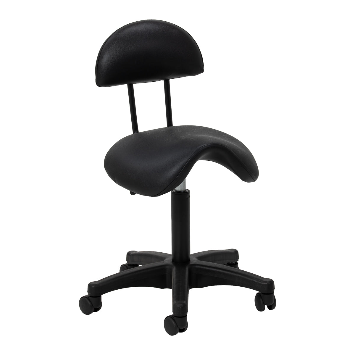 Schwarzer ACTIVESHOP 6001 Kosmetikhocker in Sattelform mit Rückenlehne