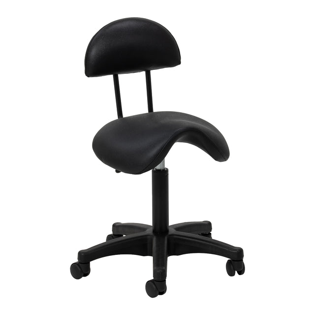 Schwarzer ACTIVESHOP 6001 Kosmetikhocker in Sattelform mit Rückenlehne