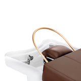 Gabbiano Head Spa 017 hair washing bed in brown with cushioned surface and adjustable headrest for salon use