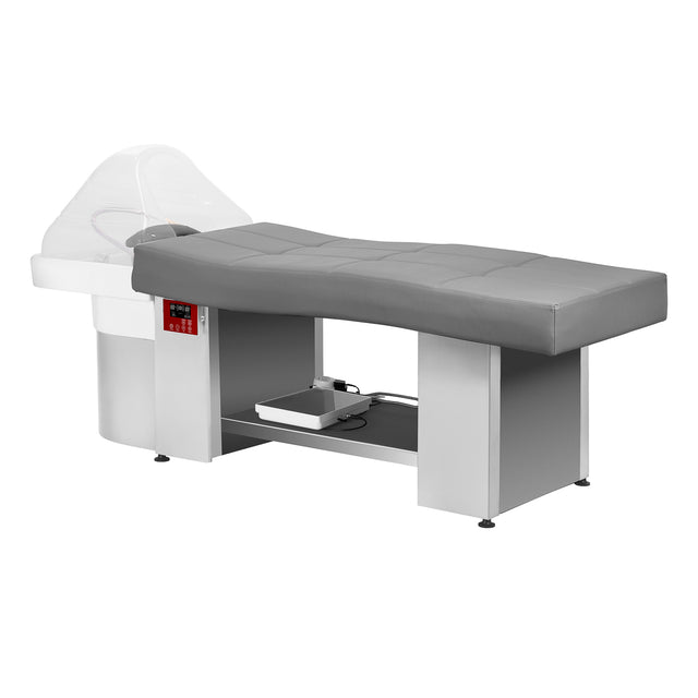 Gabbiano Head Spa 017 hair washing bed in grey with padded cushion and adjustable headrest for comfortable hair washing.