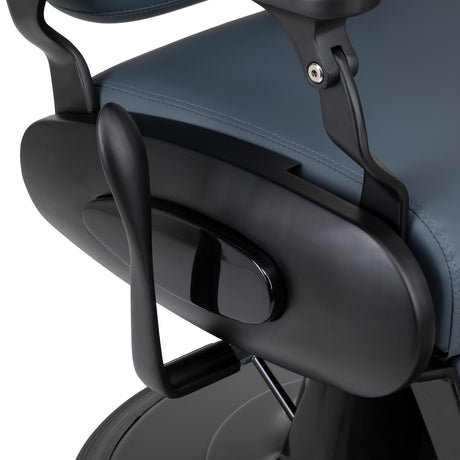 Gabbiano Francesco graphite barber's chair with black base, featuring plush upholstery and sturdy metal frame.
