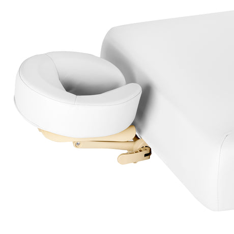 Sillon Siesta Elektrische SPA-Liege – Weiß, Hellbraunes Untergestell · Gesichtsring-Kopfstütze