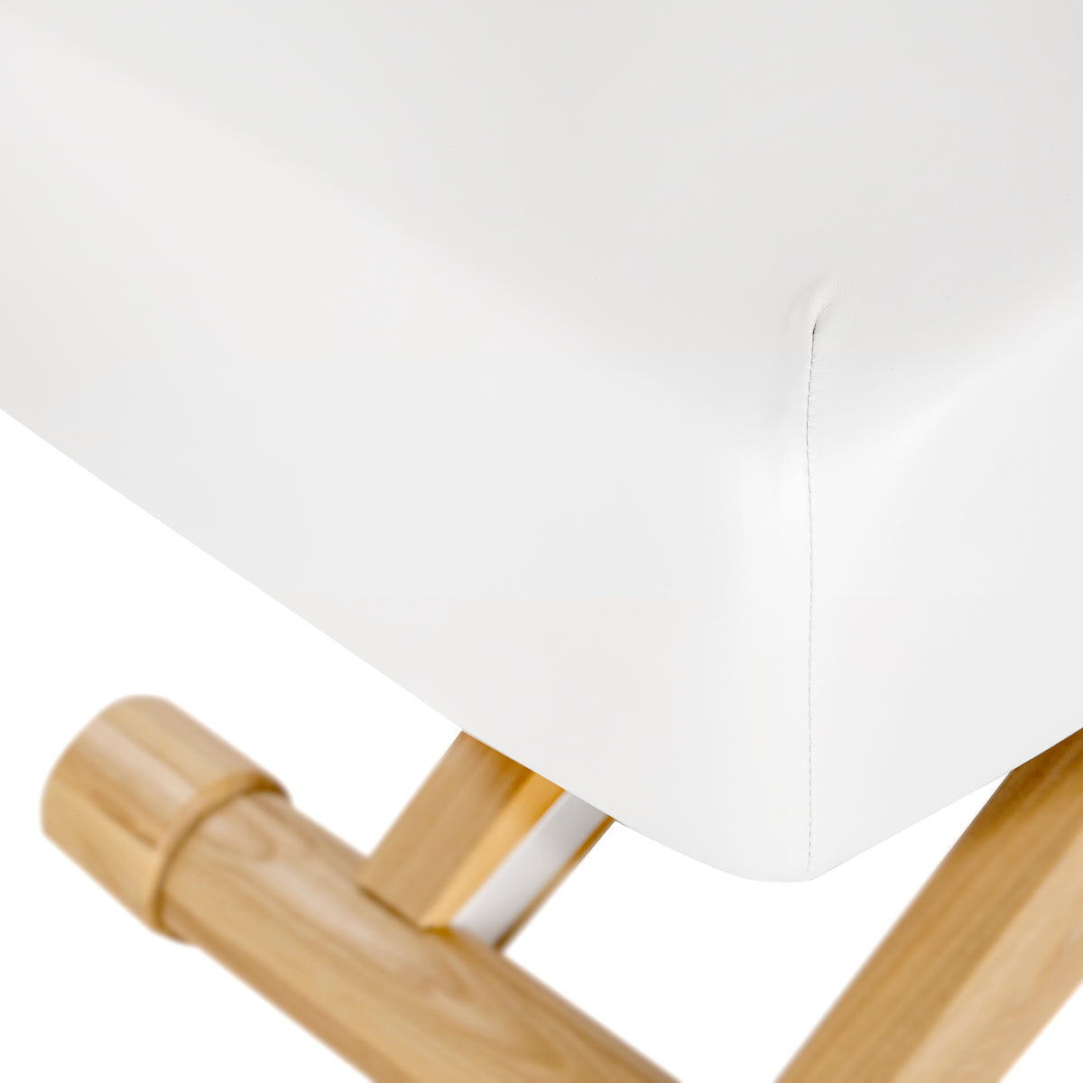 Sillon Siesta Elektrische SPA-Liege – Weiß, Hellbraunes Untergestell · Holzuntergestell